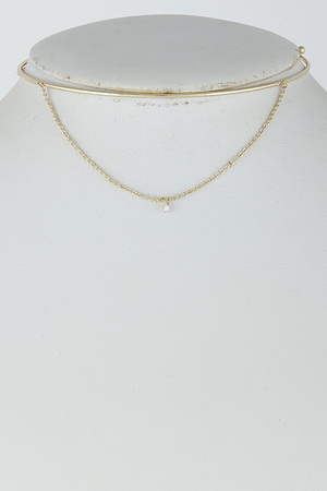 Solid Simple Chain Choker With Small Pendant 6HAE1